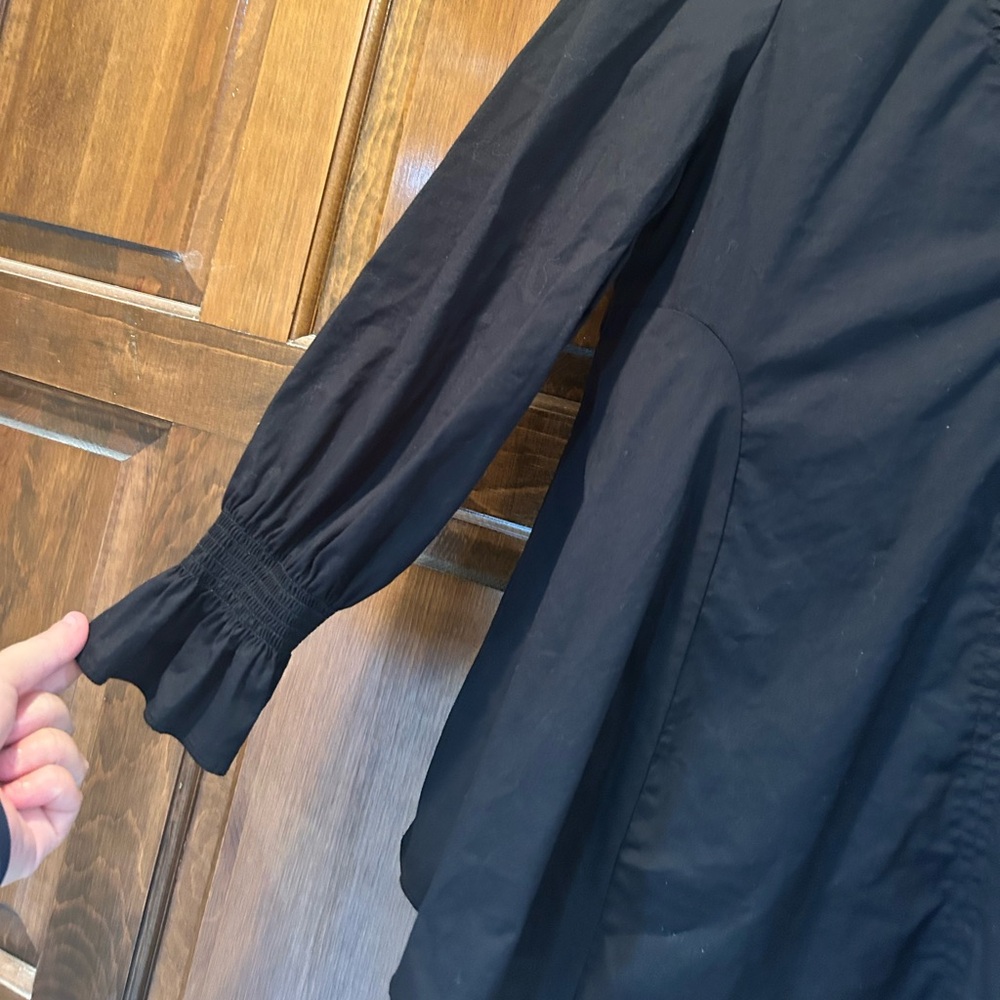 Pomander Place Tuckernuck Black Easton Blouse XS Ruffle Puff Sleeve Swing Top - Picture 3 of 10